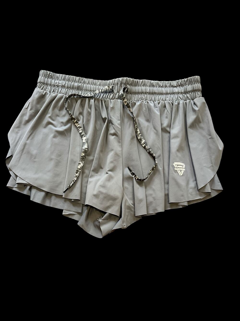 Transcend Now-Wsirme-Shorts-Women-L-Dk Gray-Flowy-Camo Draw String-EUC-37